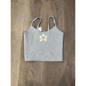 NWT Lottie Moss PacSun Gray Crop Top Cami White Daisy Y2K Kidcore Size Small